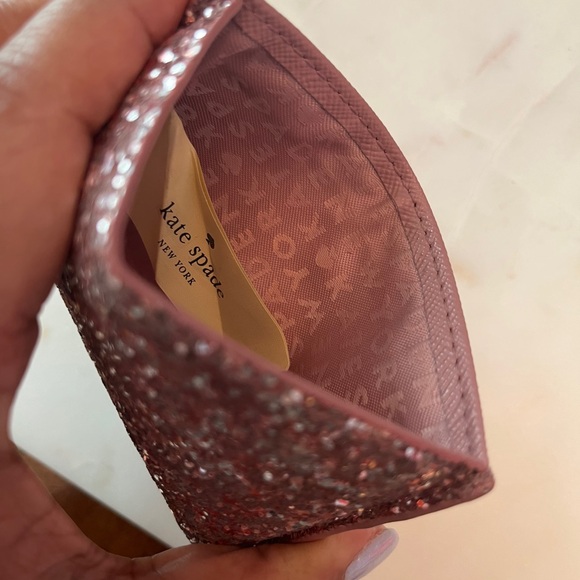 Kate Spade Greta Court Graham Pink Card Holder in Dusty Peony Pink Glitter (EUC) - Picture 8 of 10